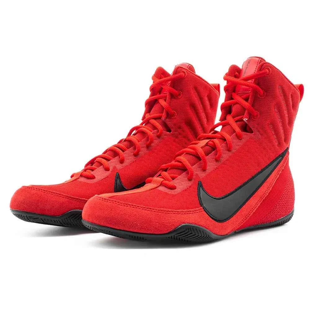 Nike Machomai 2 Red/Black boxing shoe, side profile on white background