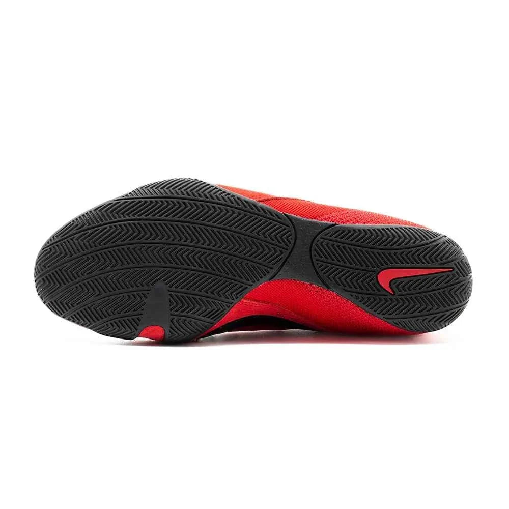 Red and black Nike Machomai 2 boxing shoe with visible brand logo detail