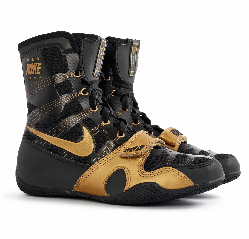 Nike Hyperko 1 boxing boots in black and metallic gold colorway