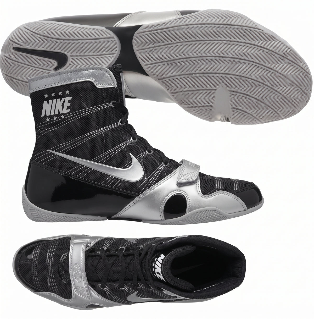 Nike Hyperko 1 Boxing Boots Black/Metallic Silver | Flywire Ring Boots