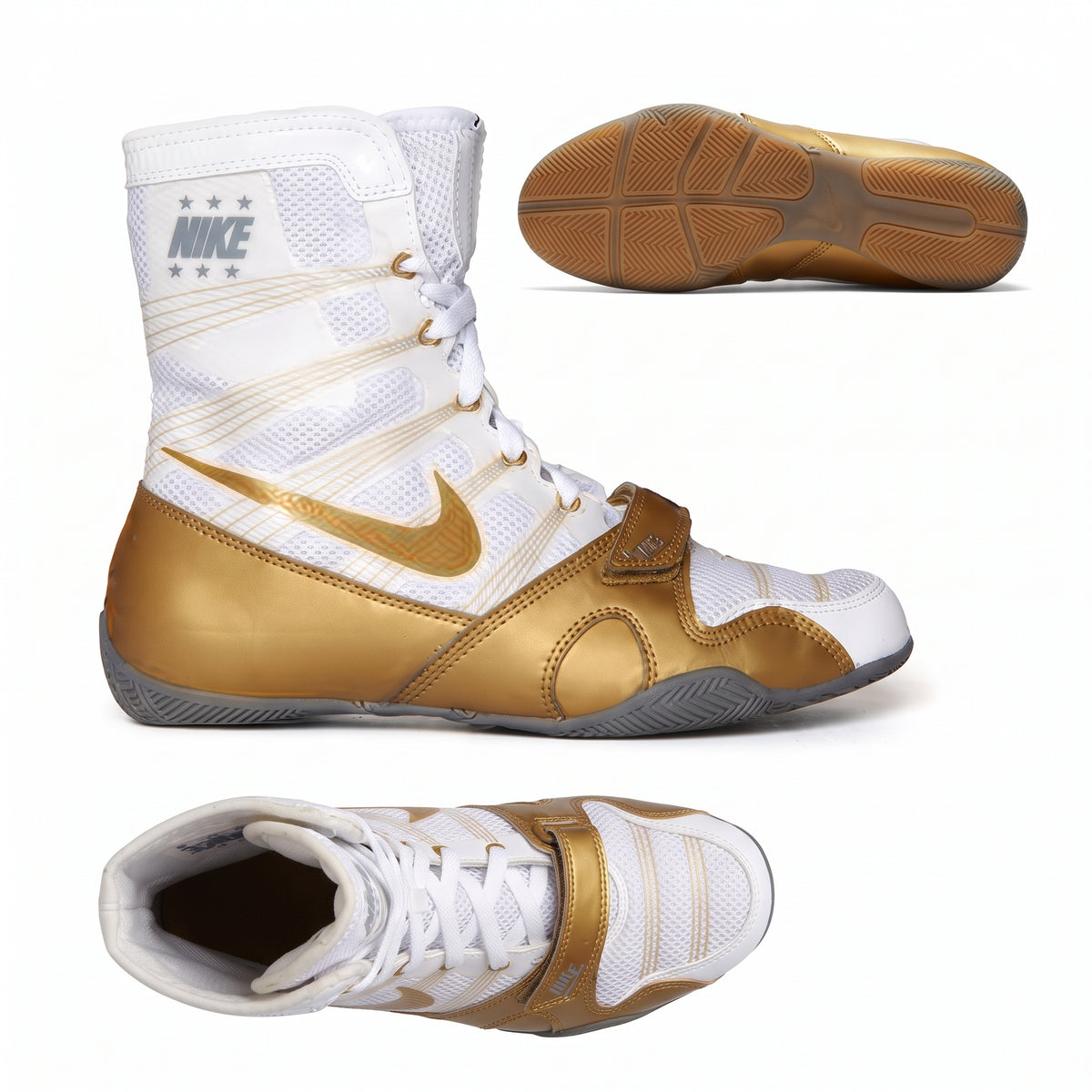 Nike Hyperko 1 Boxing Boots White/Metallic Gold | Flywire Ring Boots