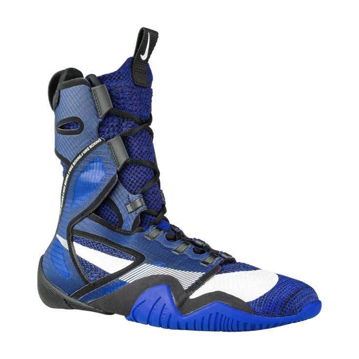 Nike HyperKO 2 boxing shoes in Royal Blue, Flyknit high-top boxing shoe for footwork