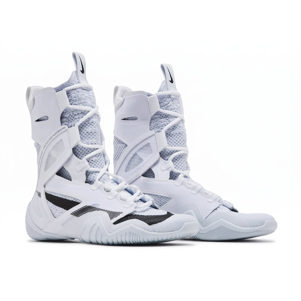 Nike HyperKO 2 White/Black boxing shoe pair, side profile shot